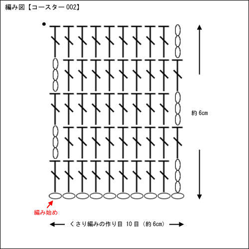 コースター(長編み)の無料編み図